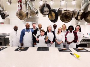 Mayor McAdams hosting a class at the Viking Cooking School in Greenwood