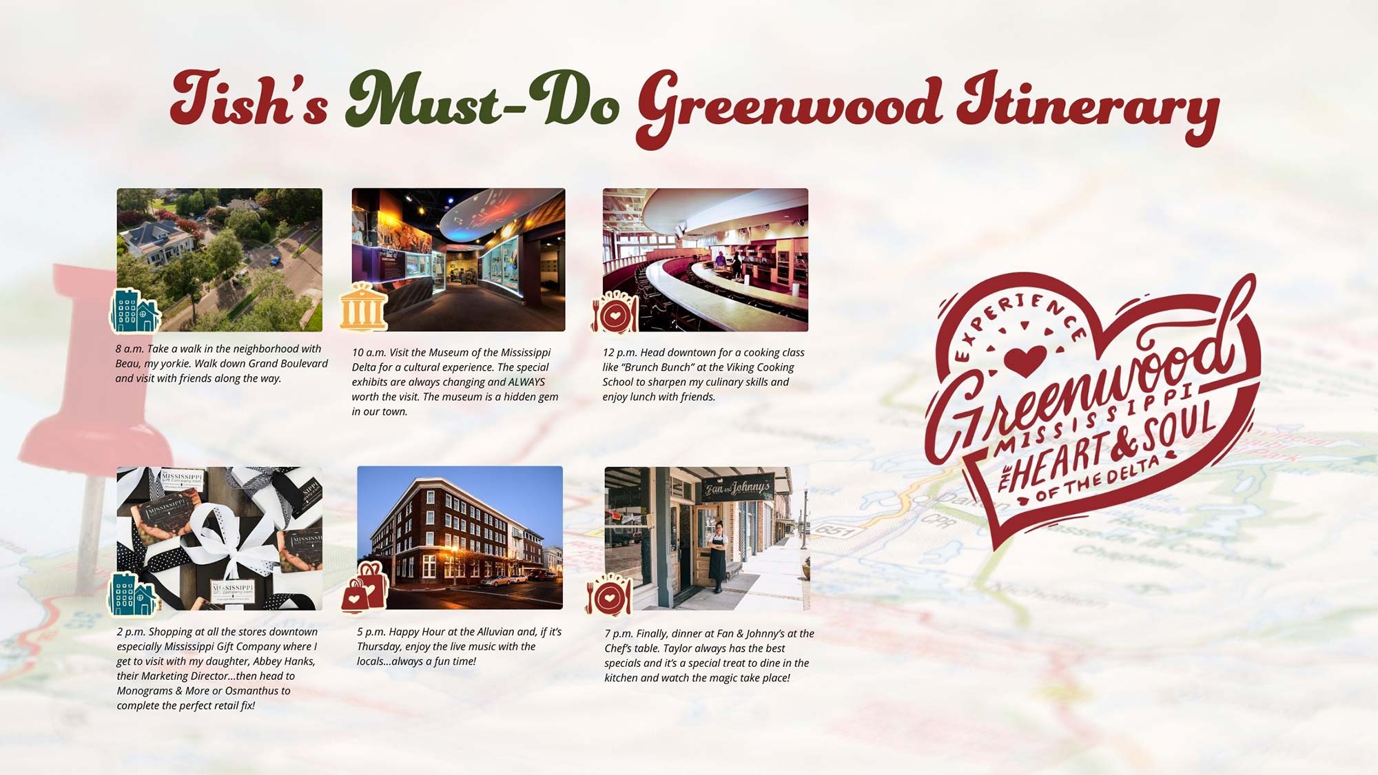 Tish Goodman Day in Greenwood Itinerary